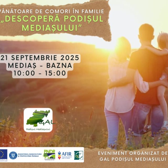 Prima ediție a „Vânătorii de comori în familie – Descoperă Podișul Mediașului”, pe 21 septembrie 2025